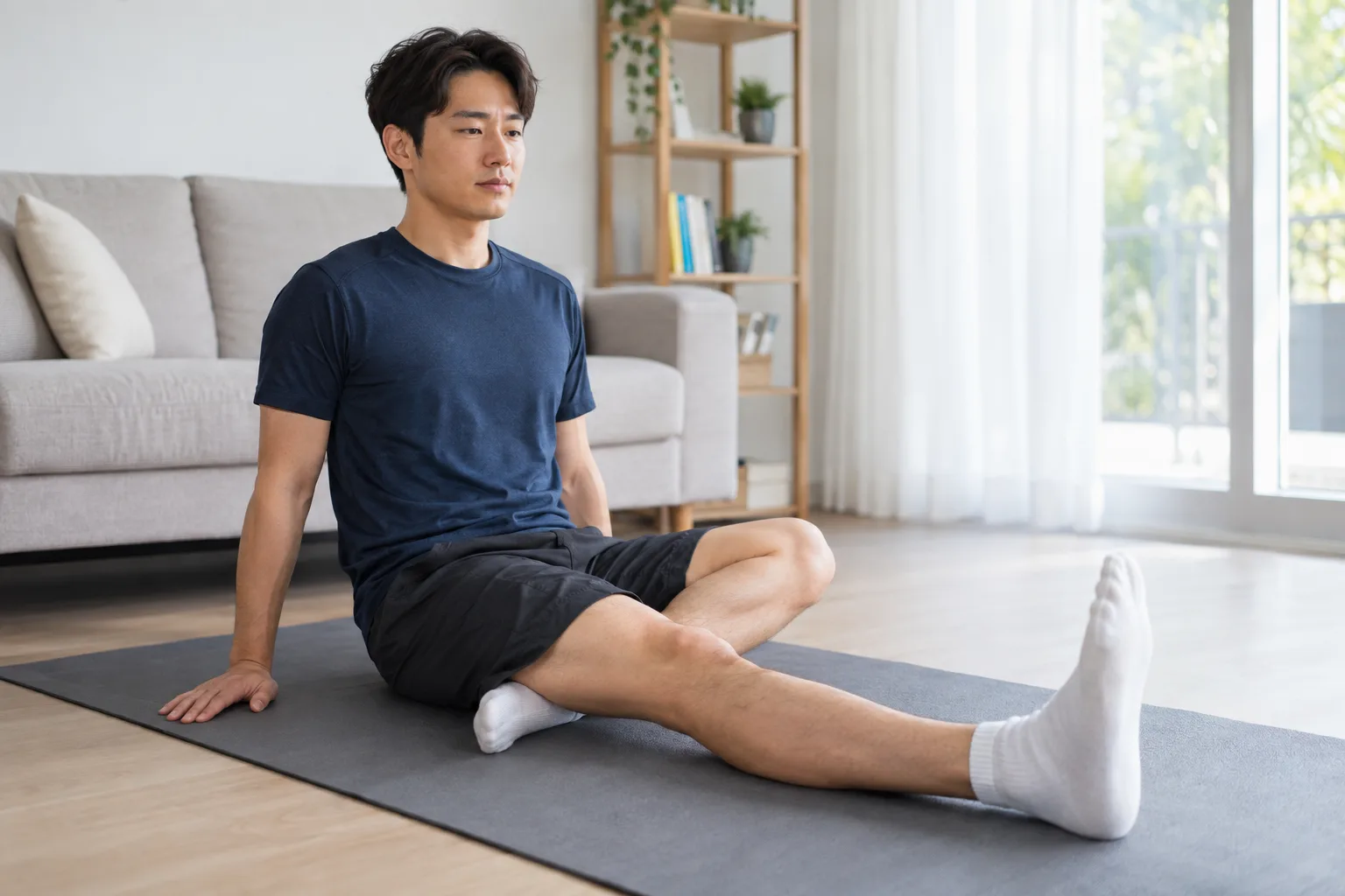 대퇴사두근 강화 운동을 하는 모습