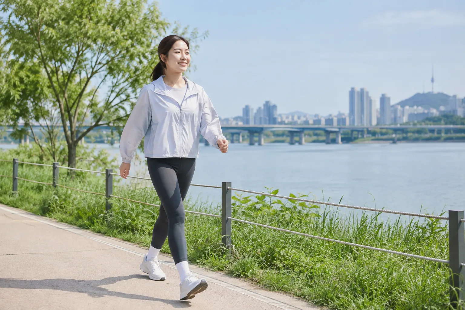 가벼운 걷기 운동을 하는 모습