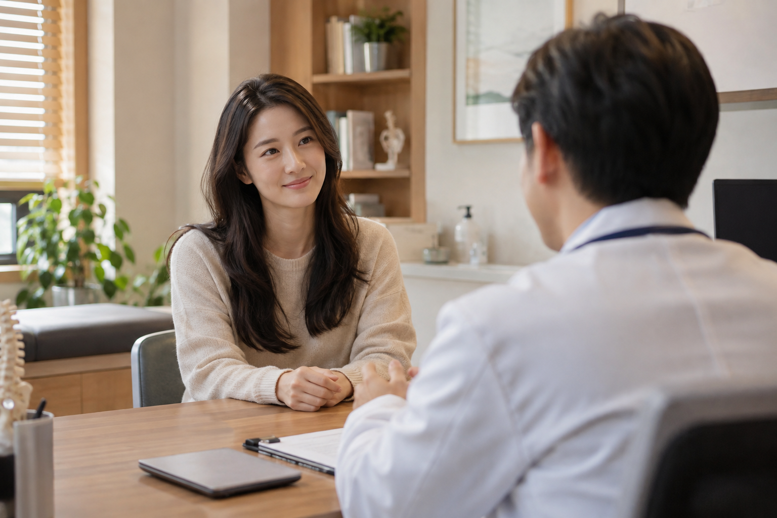 한의사와 환자의 상담 장면