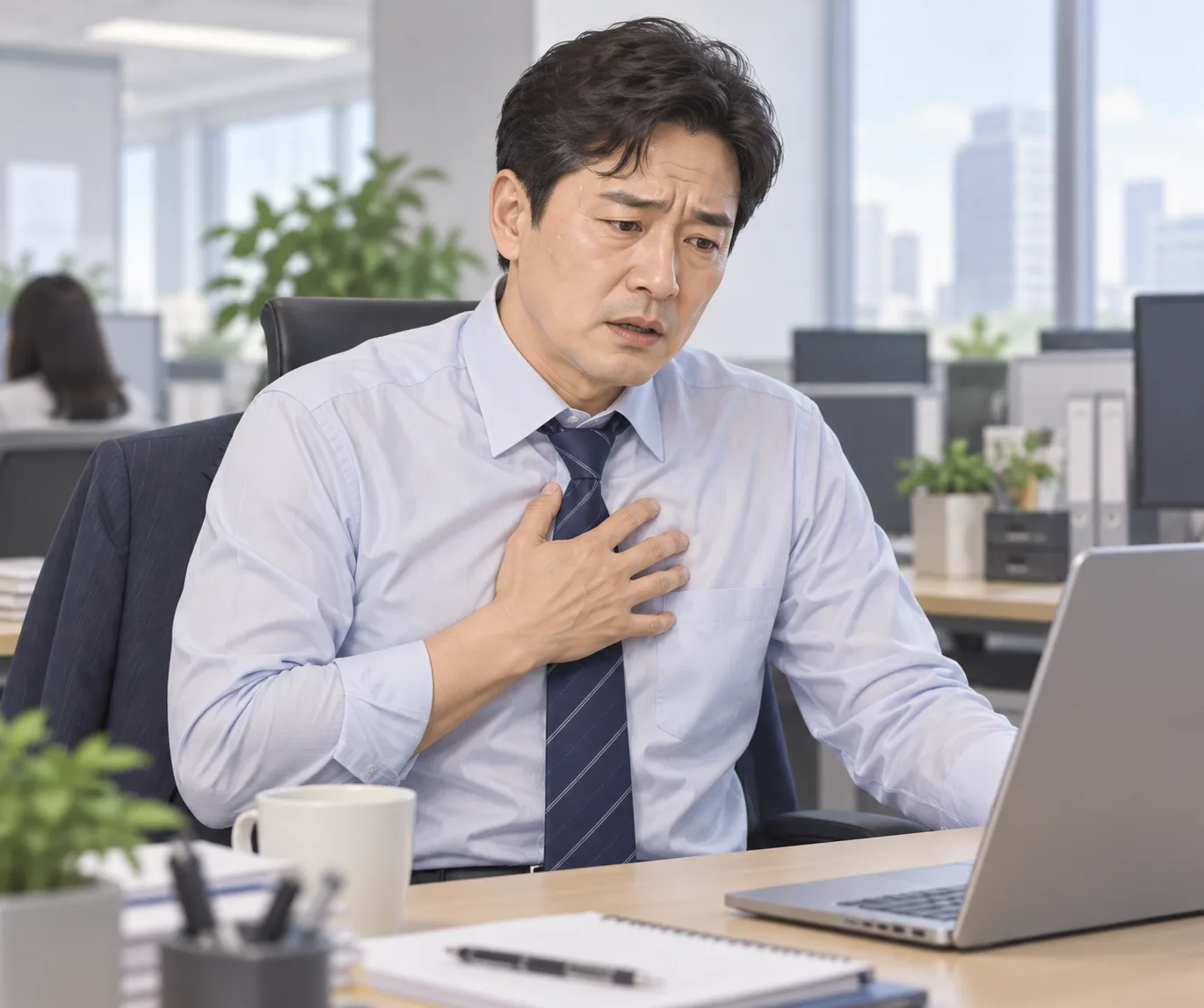 두근거림을 겪는 직장인