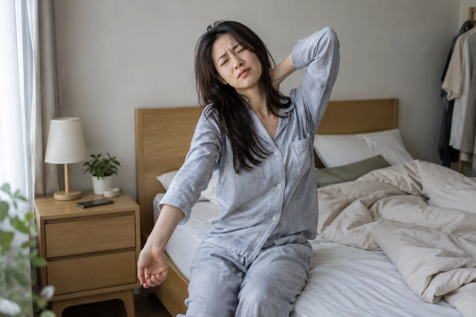 며칠 지나 몸이 뻣뻣한 느낌의 사람