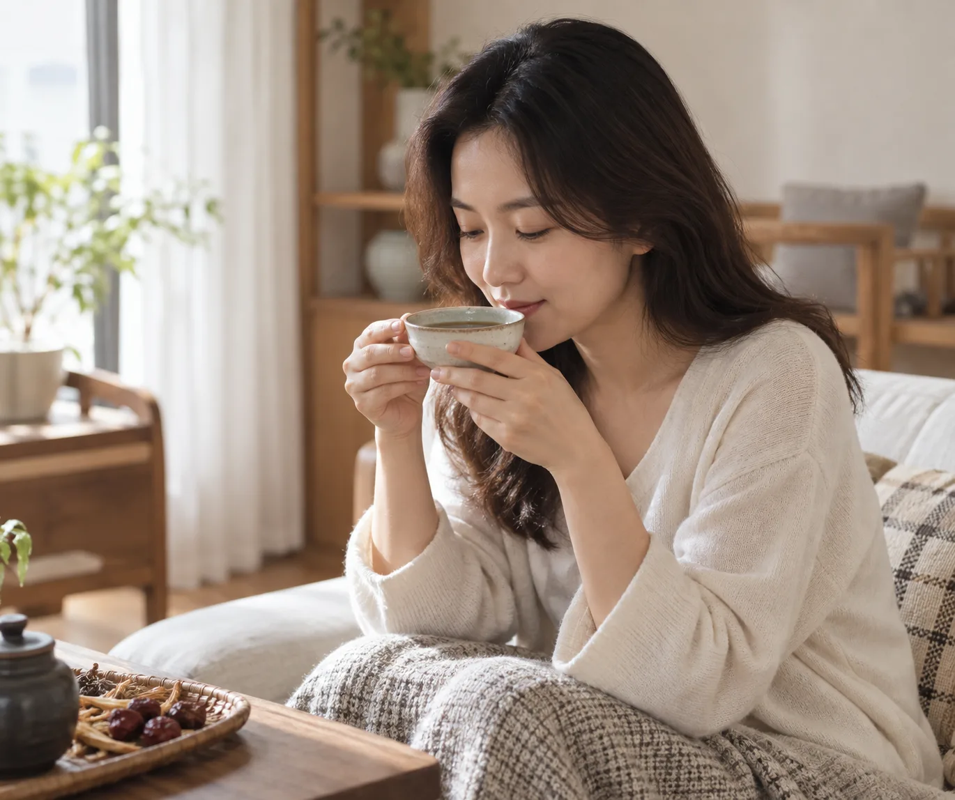 한약을 마시는 모습