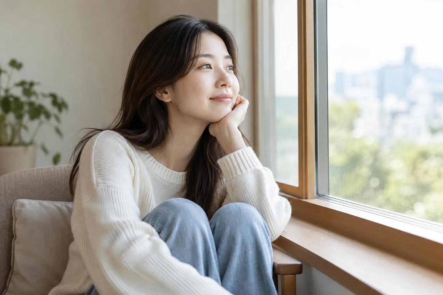 편안하게 안정된 모습