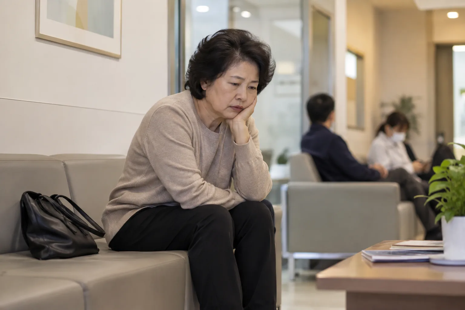 오랜 통증에 지친 환자의 모습