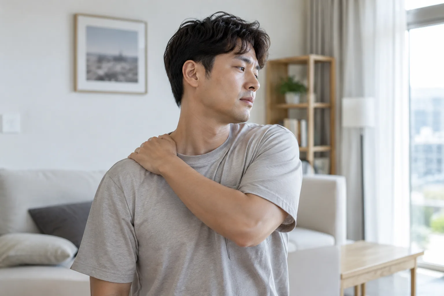 굳은 움직임을 확인하는 모습