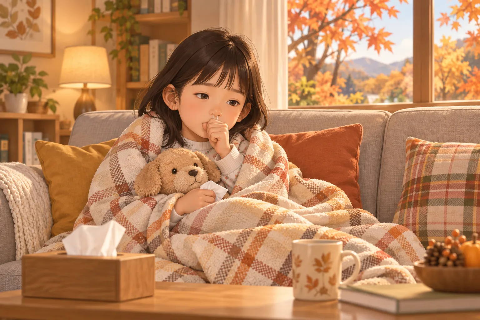 환절기 감기에 걸린 아이