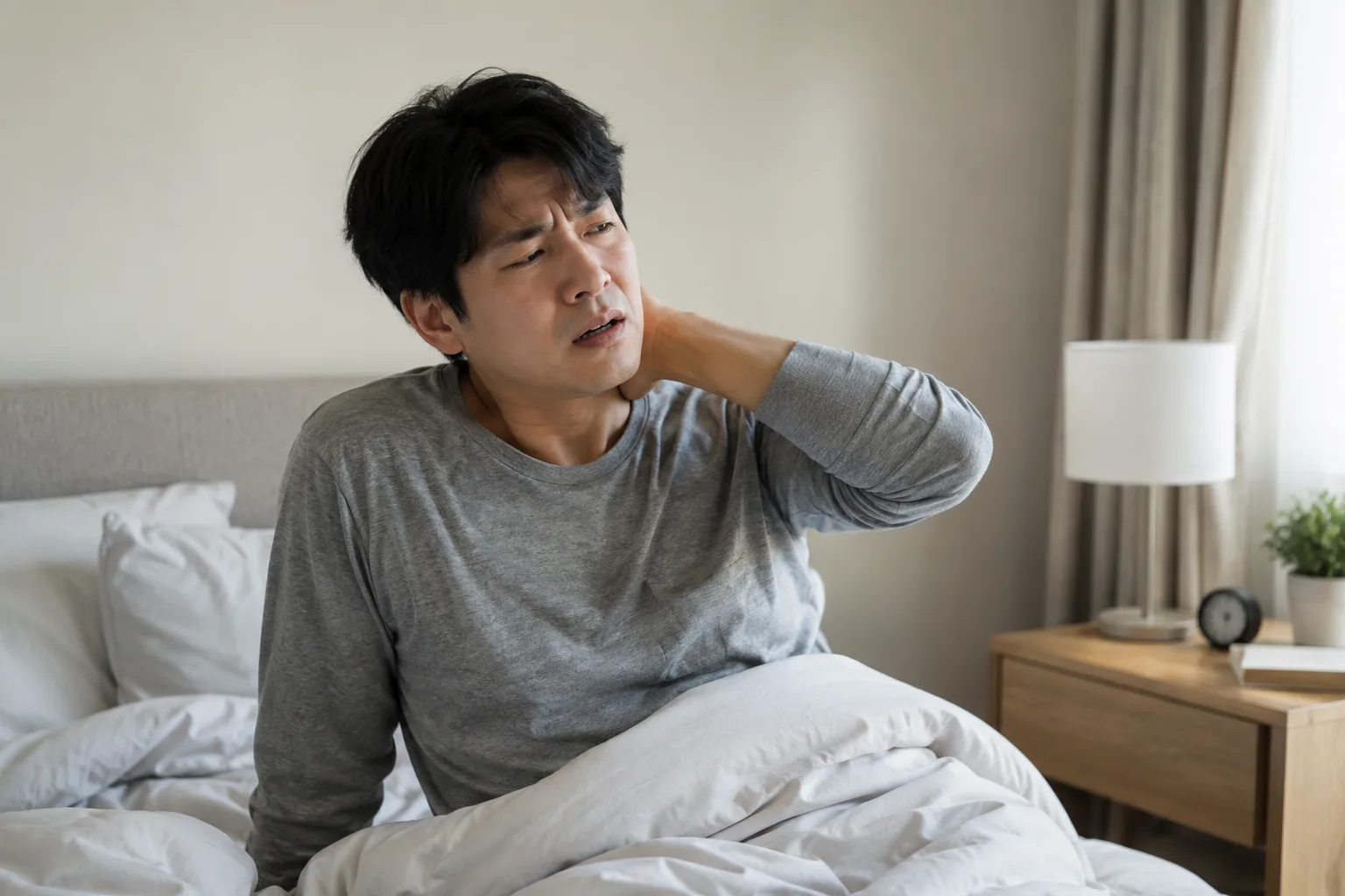 며칠 뒤 갑자기 목이 굳는 모습