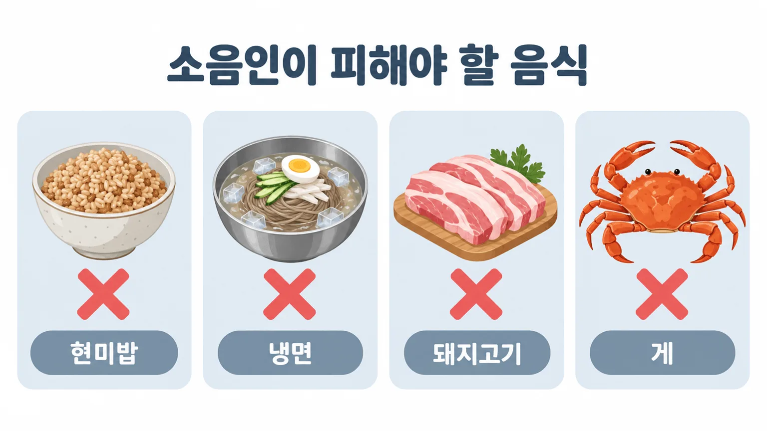 소음인이 피해야 할 음식 인포그래픽