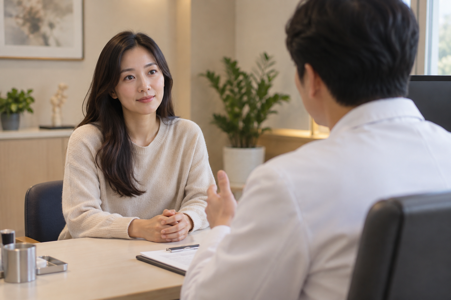 한의사와 환자의 상담 장면