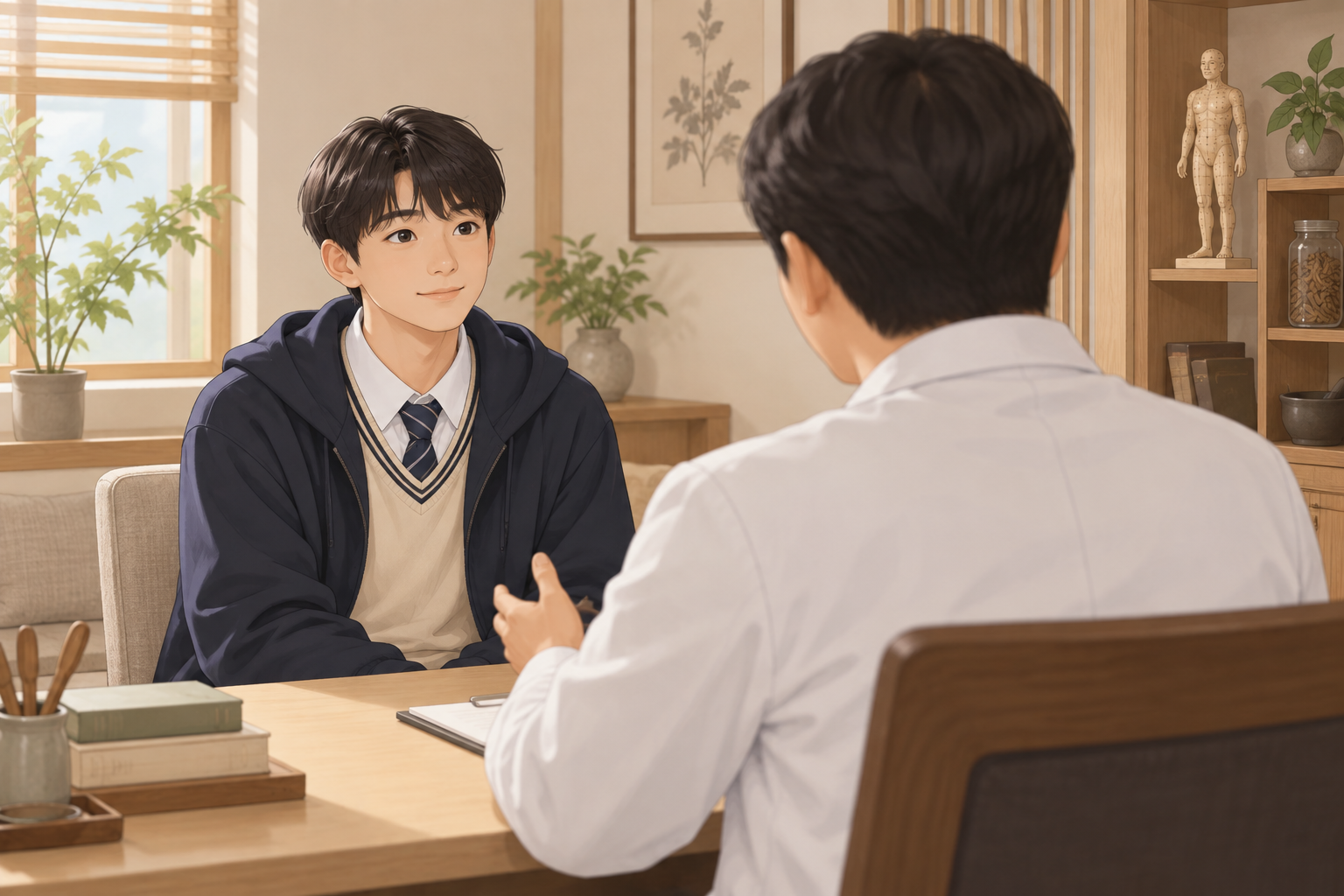 분당 수험생한의원 원장 상담 일러스트