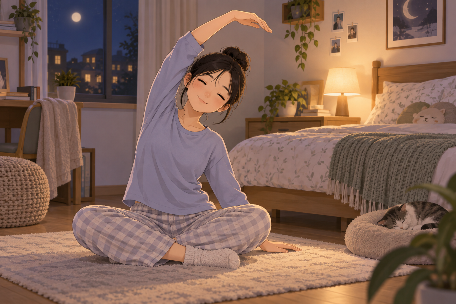 정자동 수험생 한방 수면 루틴 스트레칭 일러스트