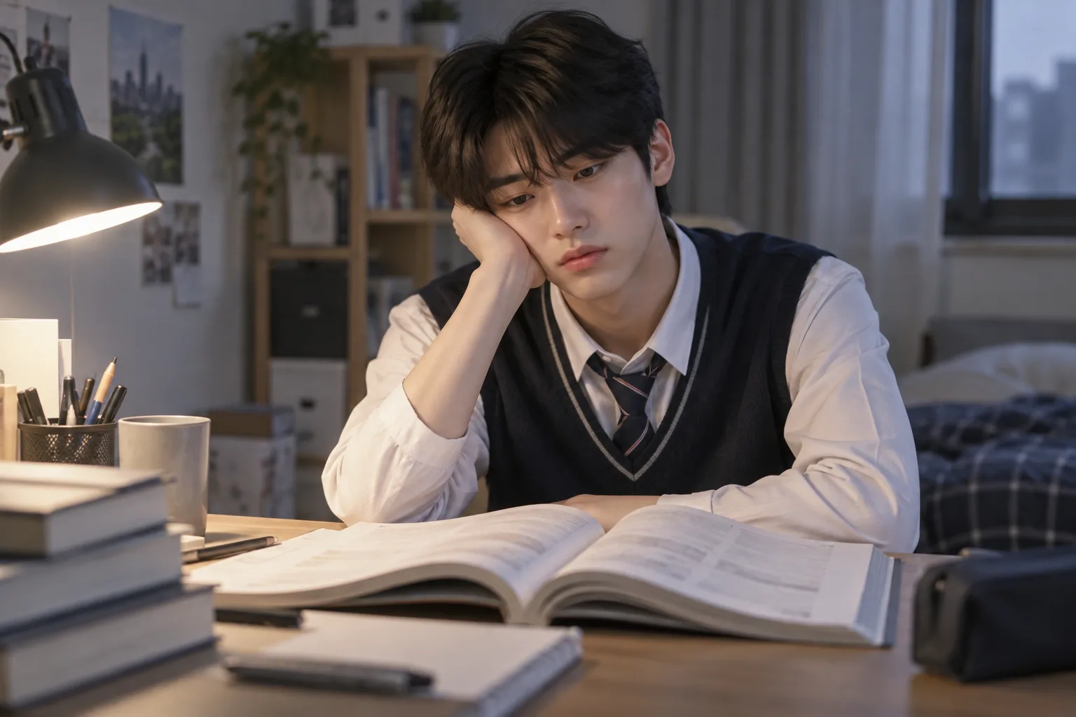 멍하니 책상에 앉은 수험생