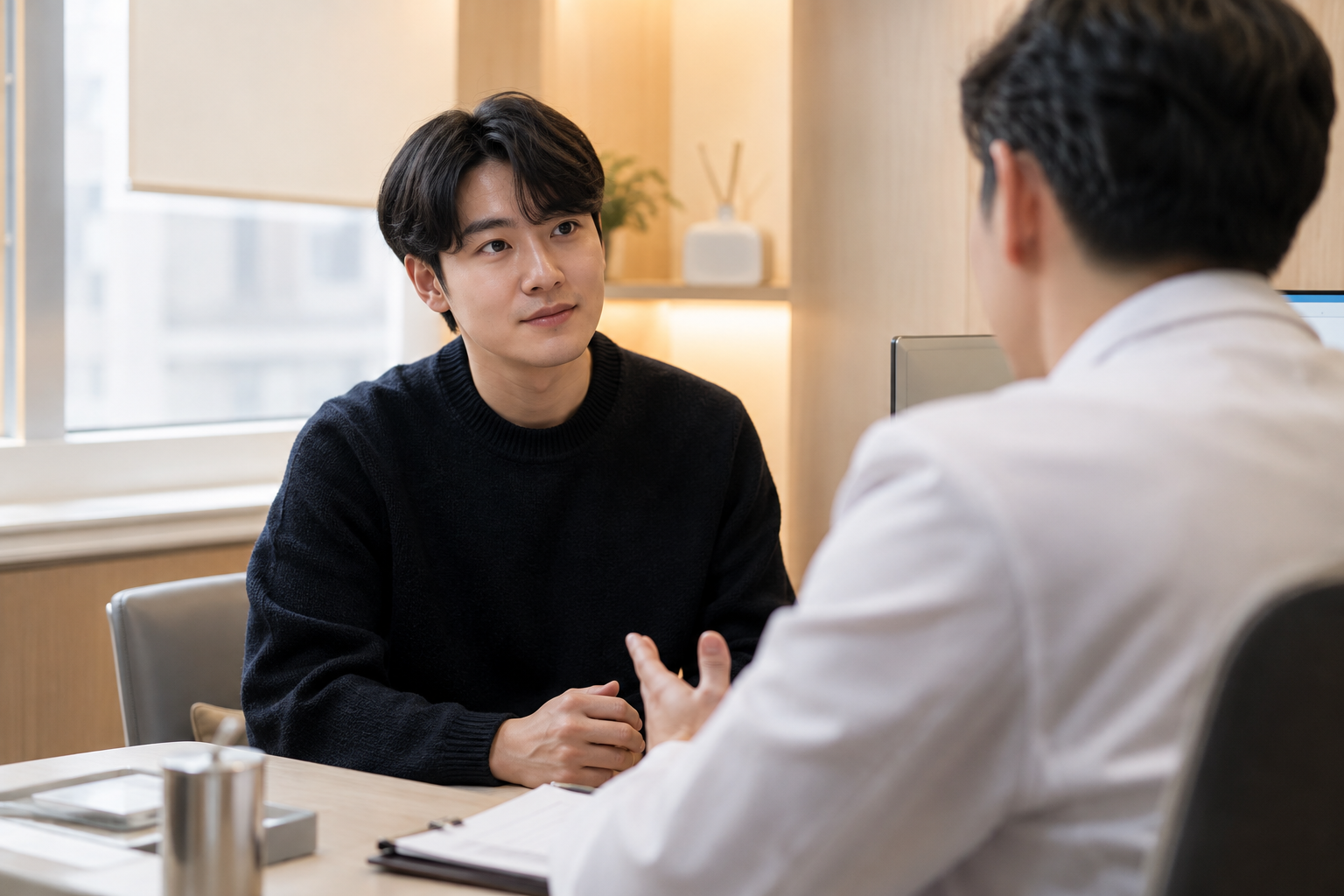 한의사와 환자의 상담 장면