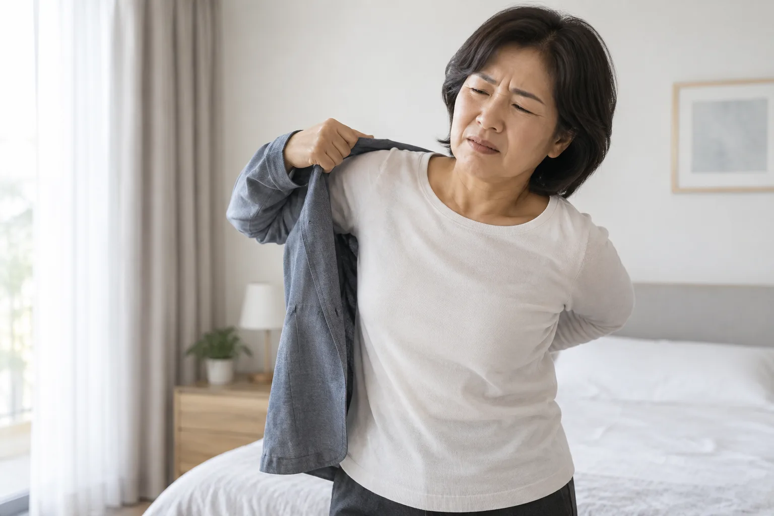 옷 입기 어려워하는 모습