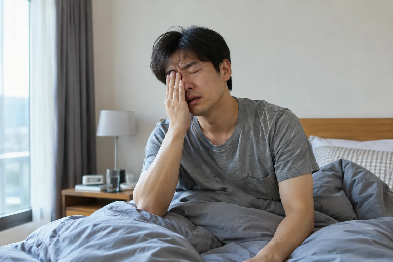아침에 무거운 몸을 느끼는 모습