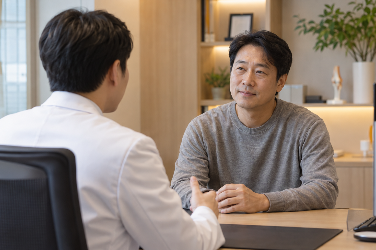 한의사와 환자의 상담 장면
