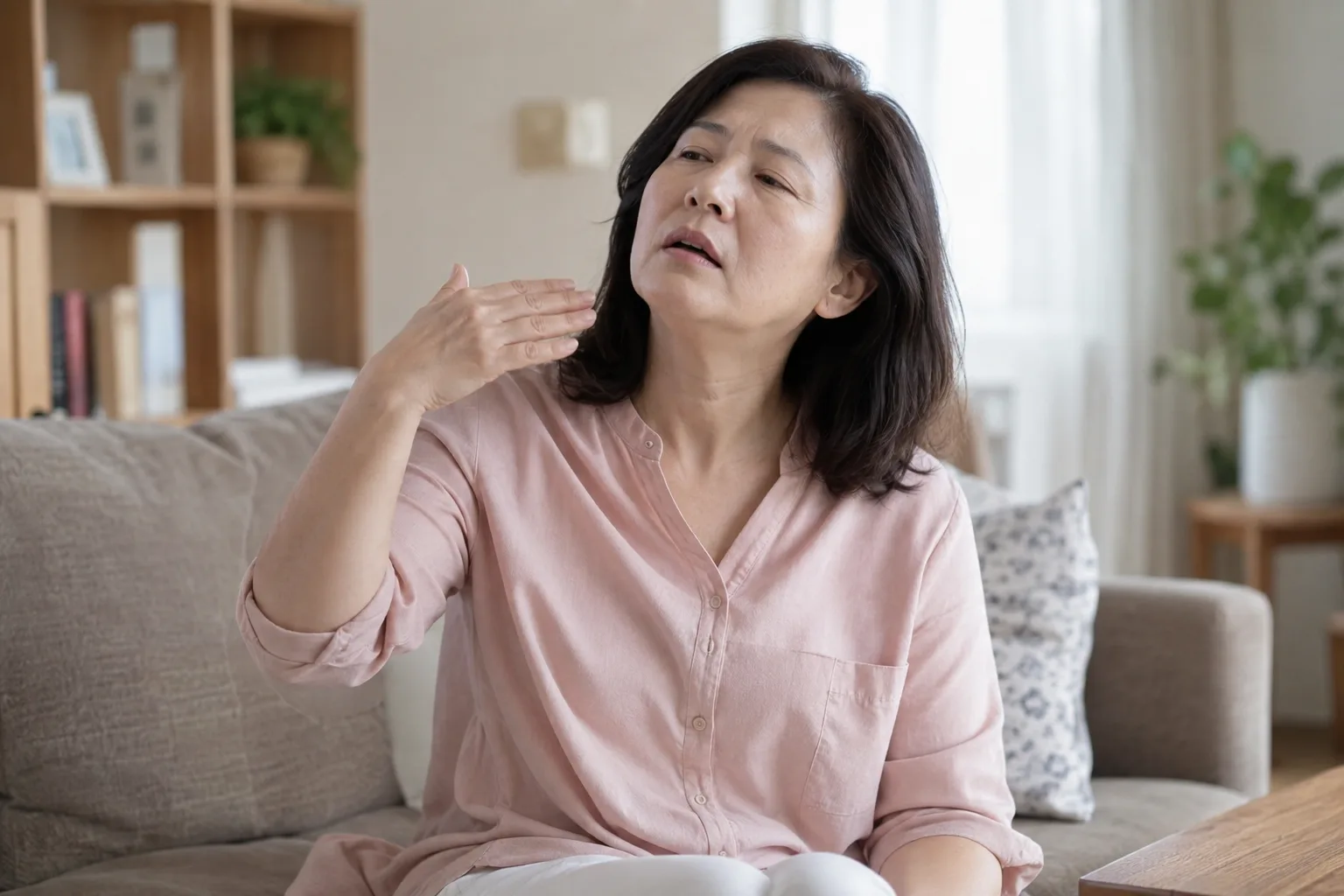 갱년기 열감을 느끼는 모습