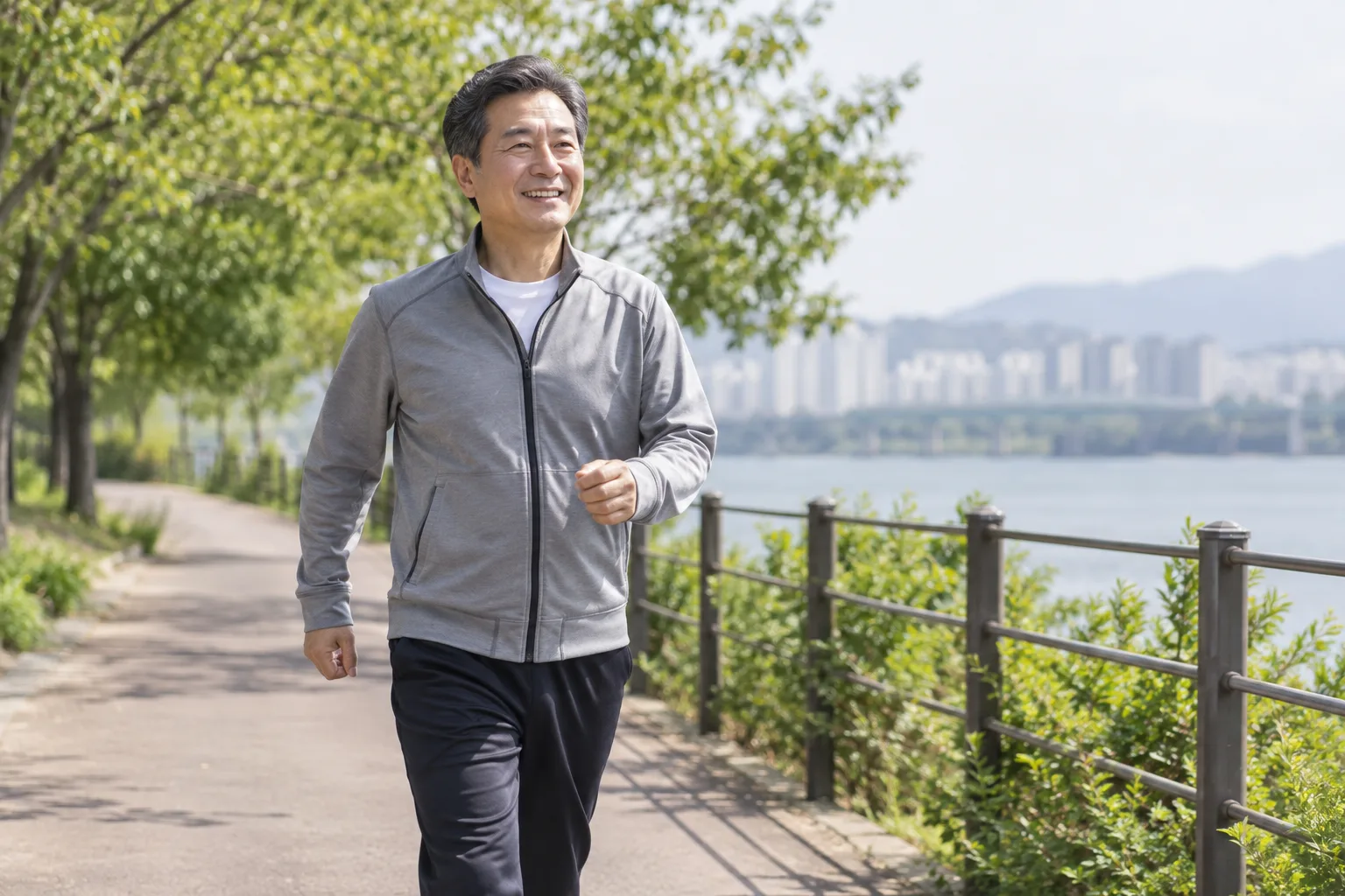 활기찬 중장년층 걷기 운동