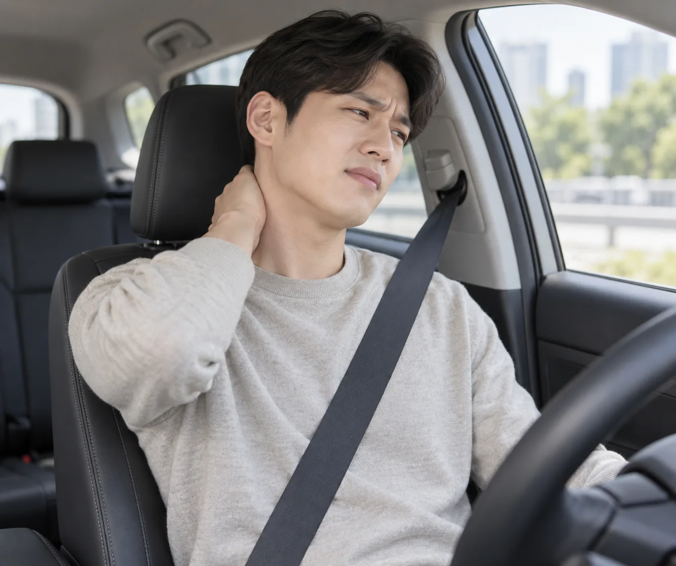 목 통증을 느끼는 사람