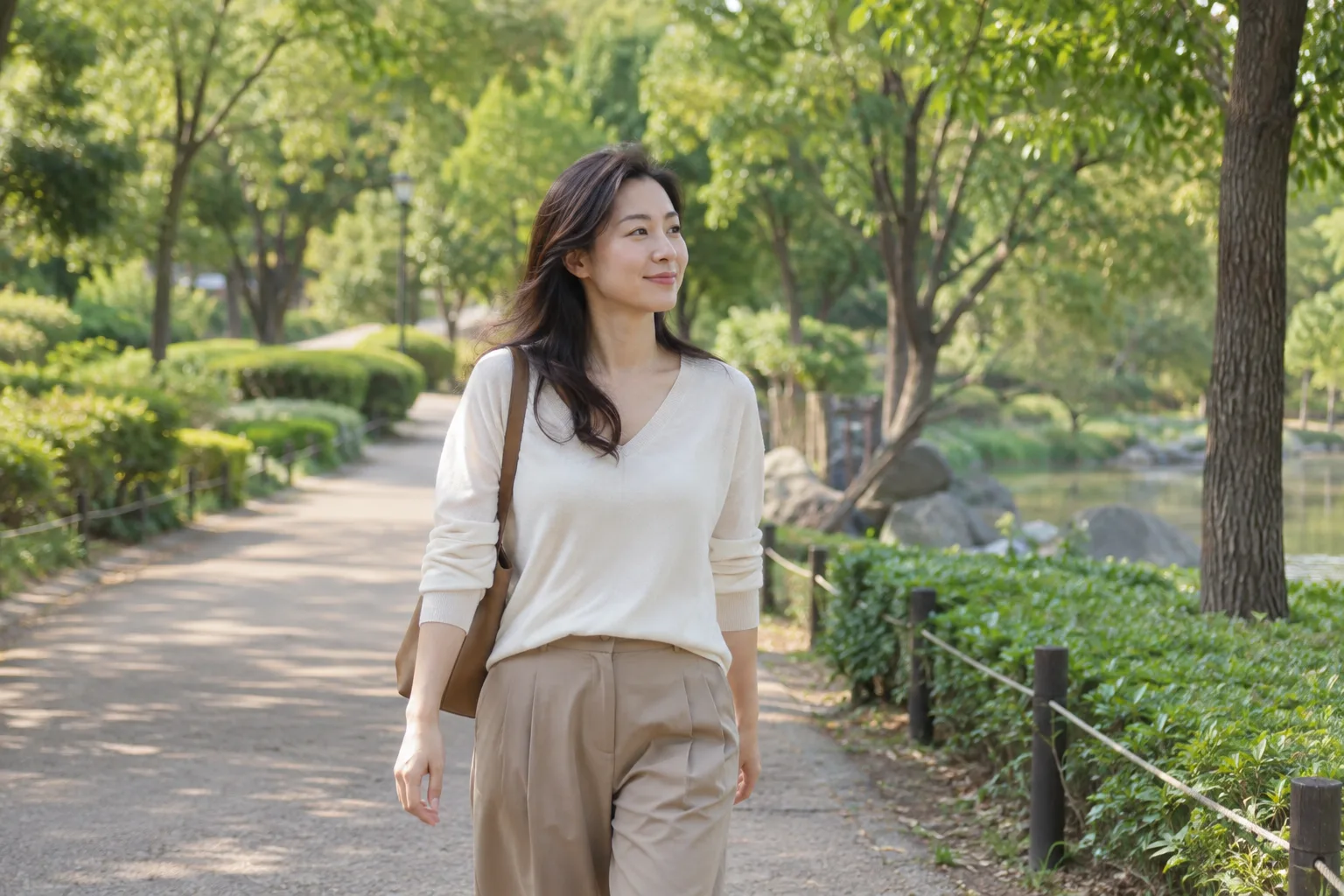 산책으로 스트레스를 해소하는 모습