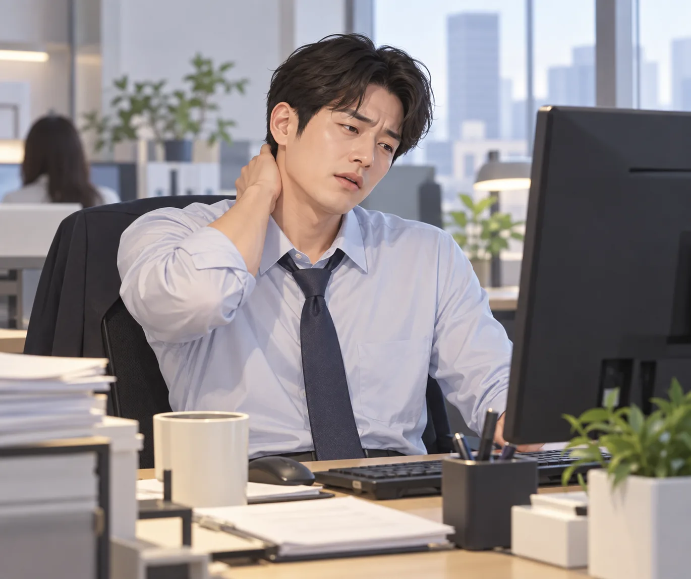 목 뒤 뻐근한 직장인