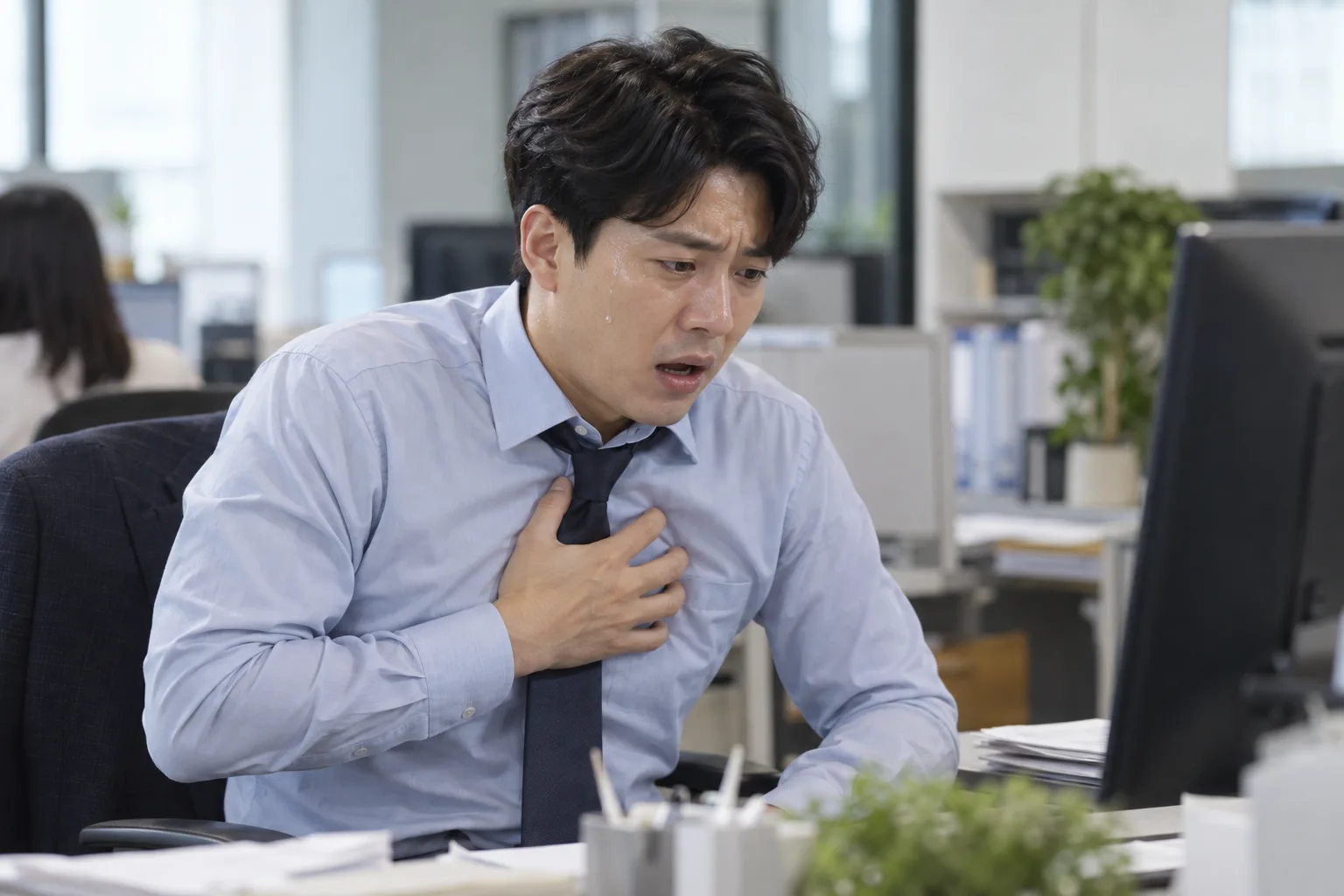 두근거림과 식은땀을 느끼는 사람