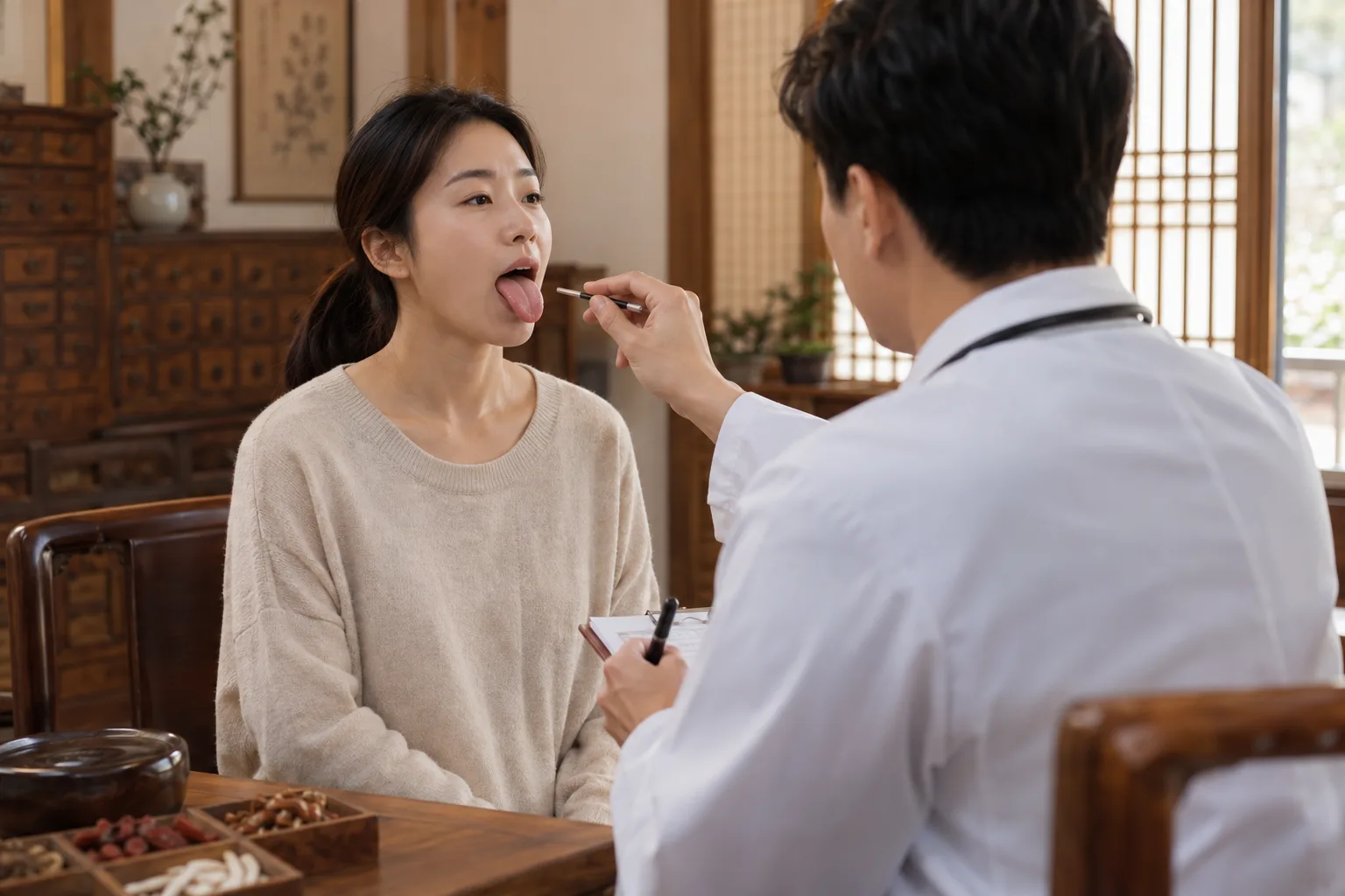 한의원 진맥·설진 상담 장면