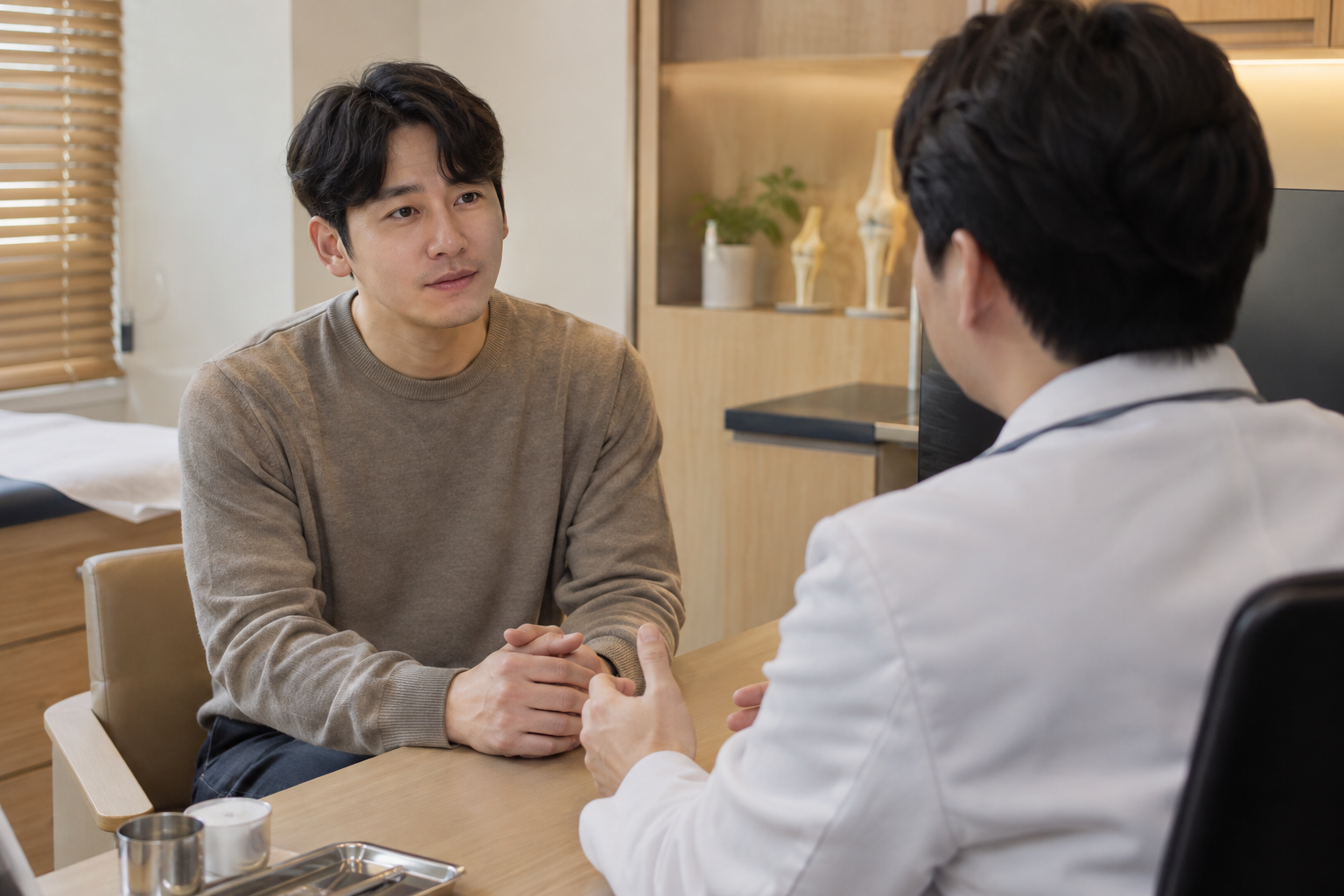 한의사가 환자와 차분히 상담하는 모습