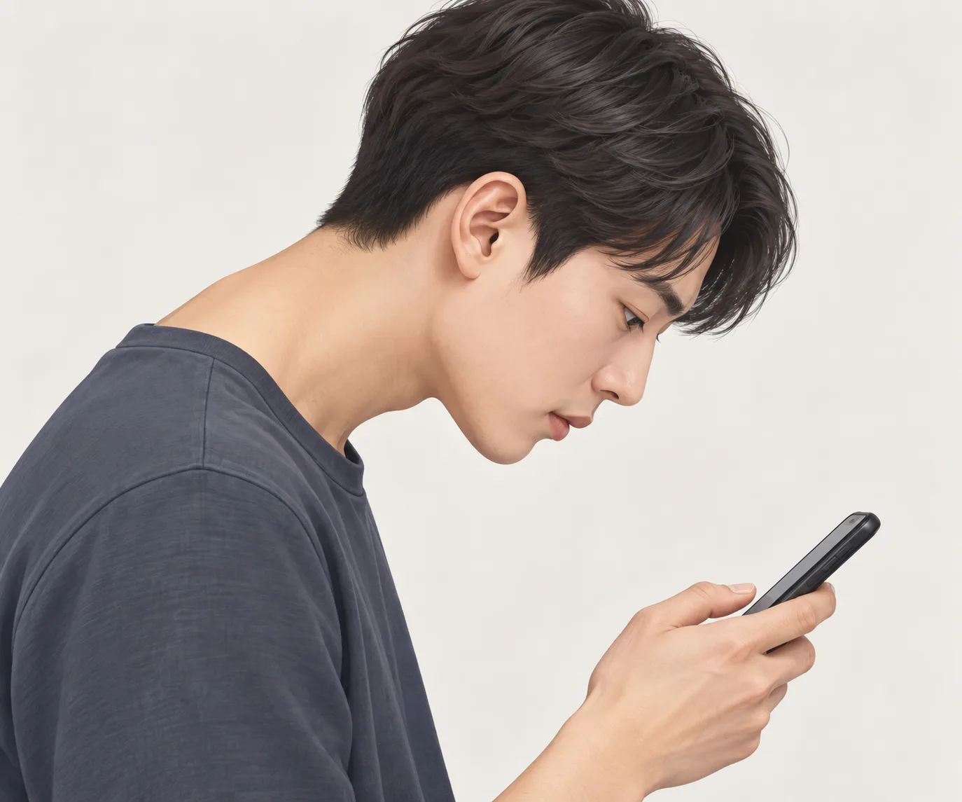 스마트폰 보는 거북목 자세