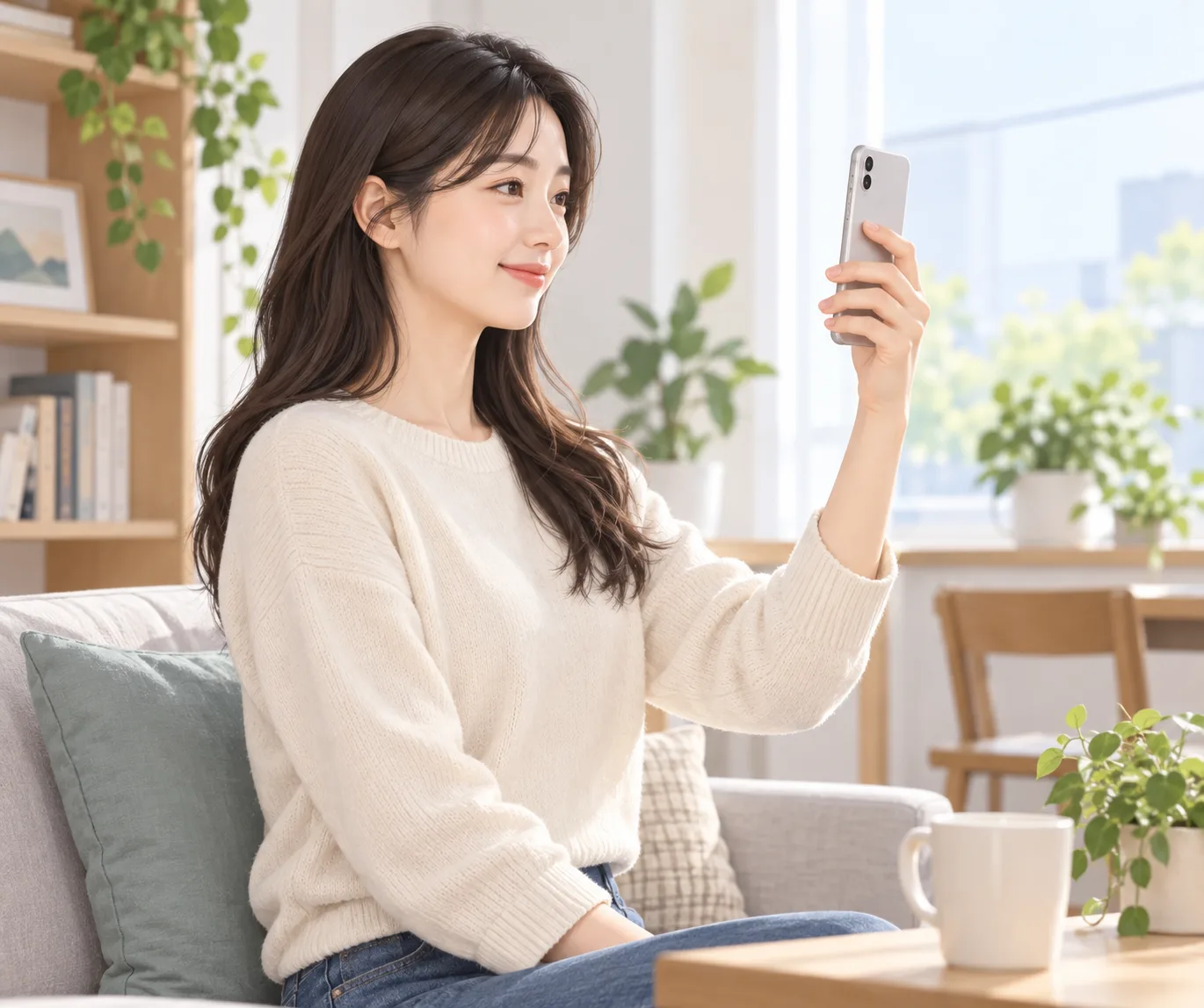 바른 자세로 스마트폰 사용