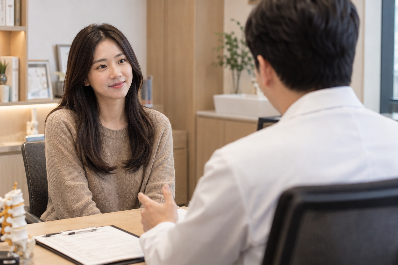한의사와 환자의 상담 장면