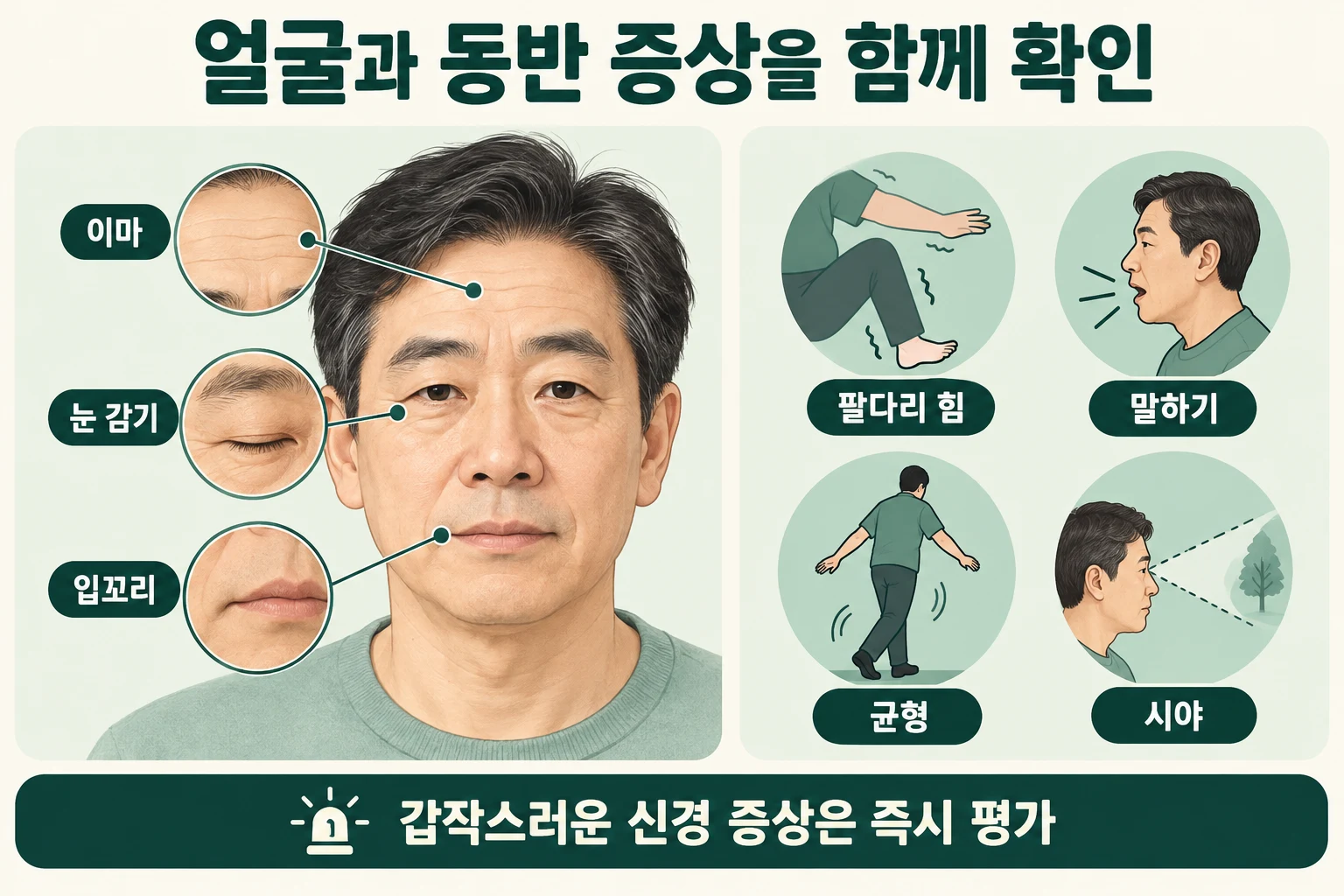 안면마비가 생겼을 때 얼굴과 팔다리 증상을 함께 확인하는 방법